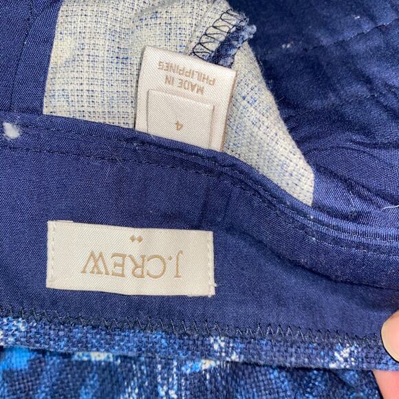 J. Crew Blue Ikat Tapestry Woven Flat Front Chino Side-Zip Shorts Women's Size 4 - Picture 4 of 5